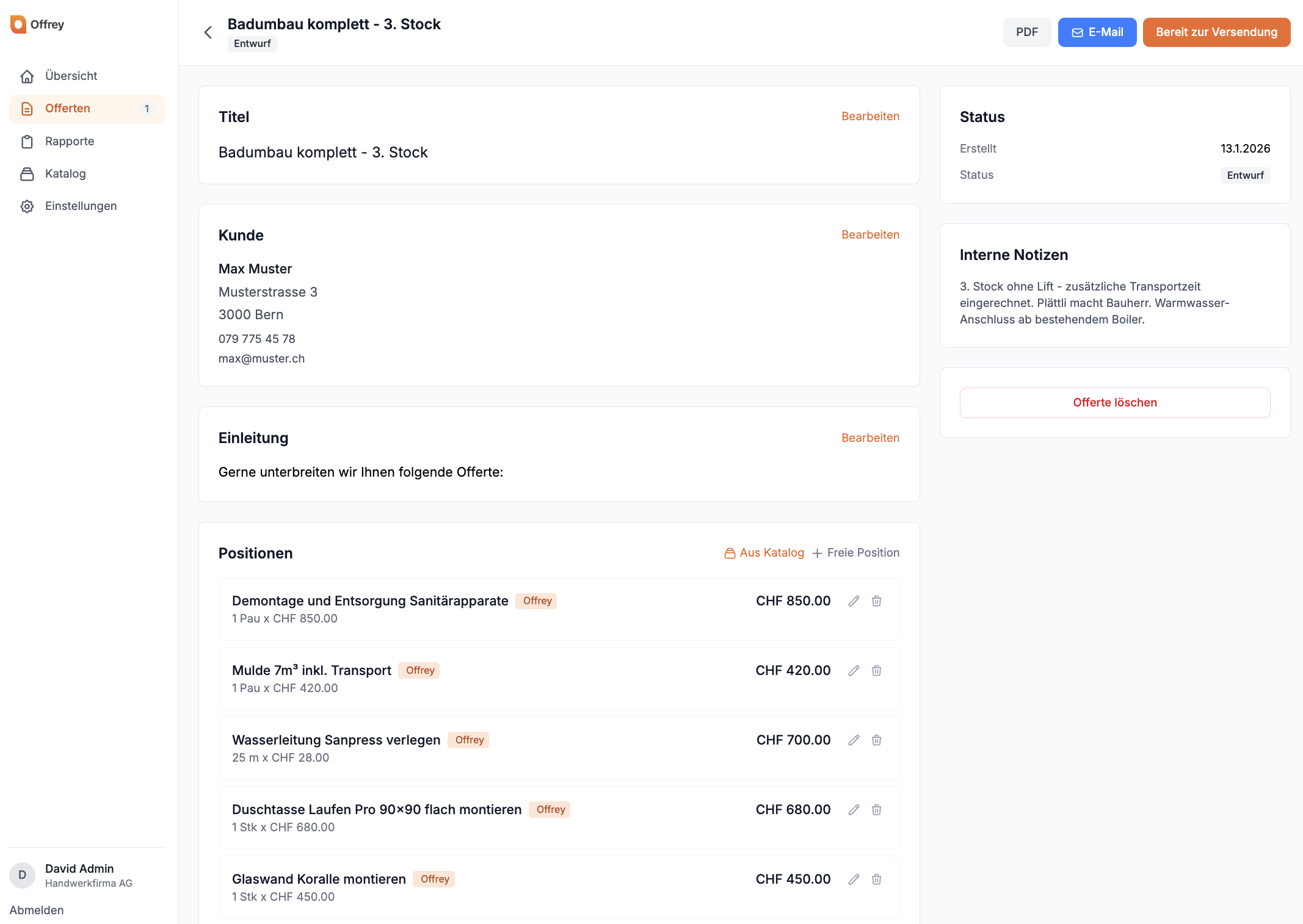 KI generiert Positionen